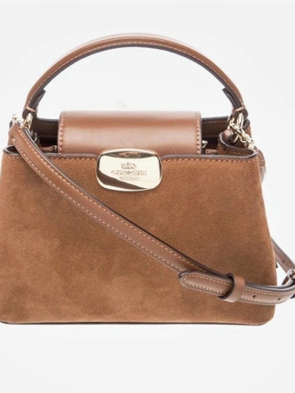 Coach Suede Top Handle Handbag in Brown